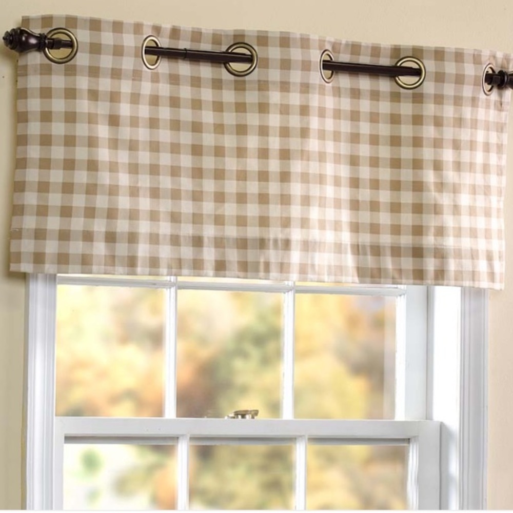 Thermalogic™ Check Grommet-Top Valance, 40"W x 15"L - Wheat